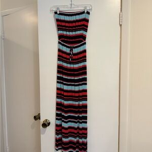 Ann Taylor Red and Black Strapless Sundress